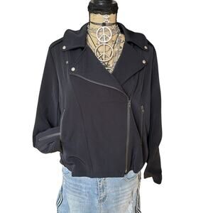 Lumiere Moto Black Jacket fabric + faux leather - size Large
